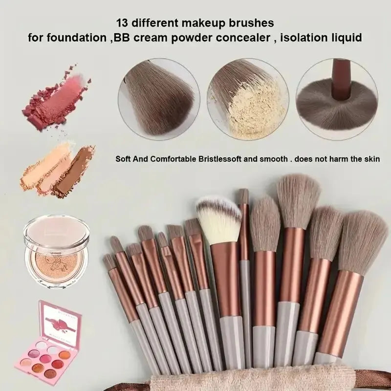 Soft Fluffy Professional Cosmetic Foundation Powder Set of Makeup Brushes