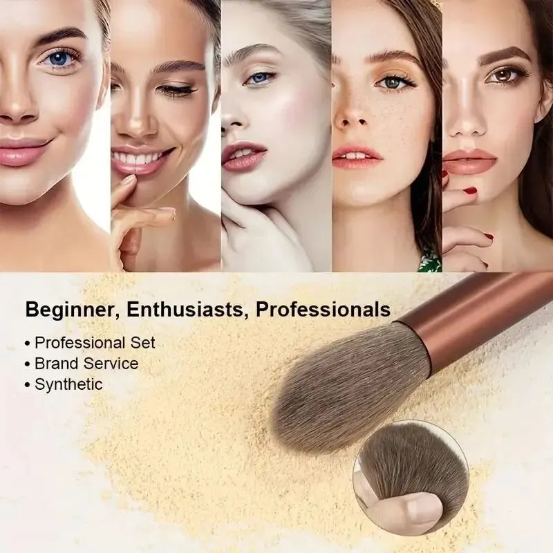 Soft Fluffy Professional Cosmetic Foundation Powder Set of Makeup Brushes